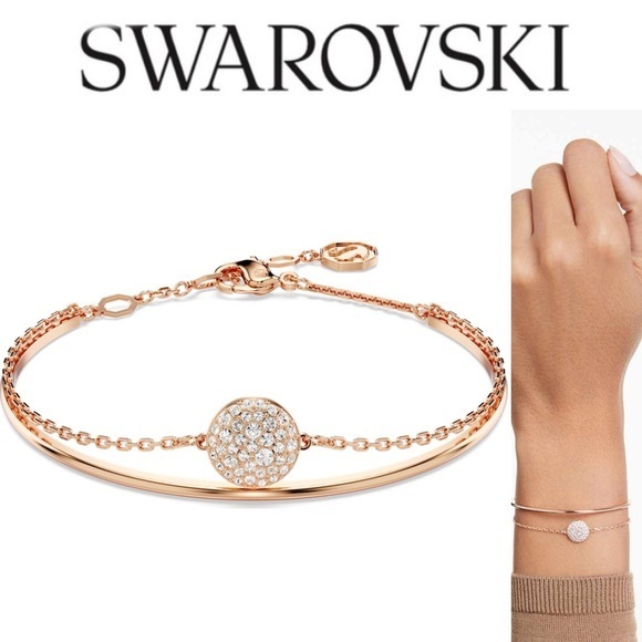 Swarovski Sublima Grey Rose Gold Tone Bangle Bracelet Crystal 119$